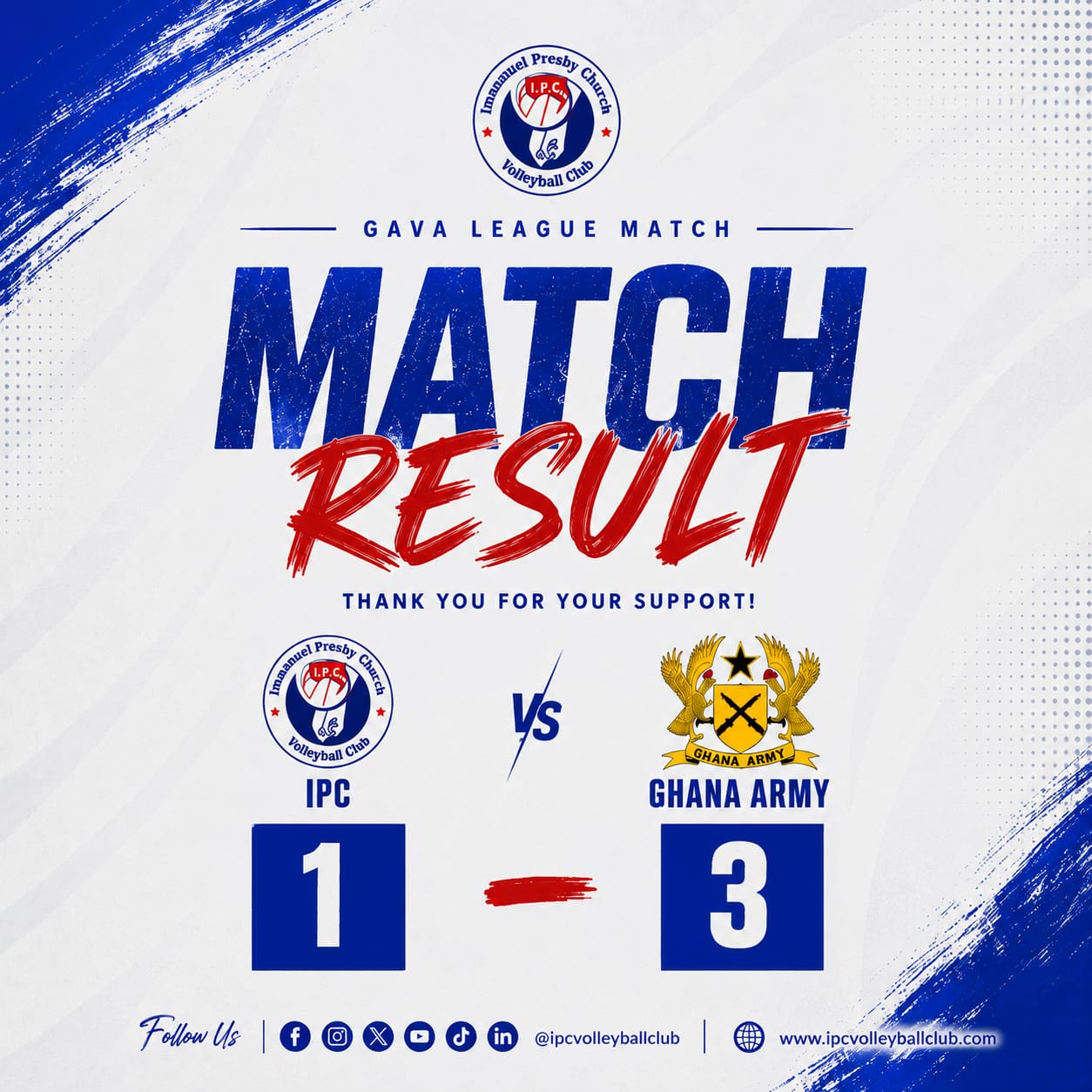 IPC 1–3 Ghana Army: IPC Fall in GAVA League Contest